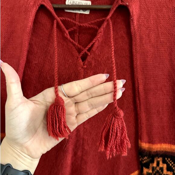 ALPASUR Cusco Peru Alpaca  Poncho Cape Natural Fibers Boho Hippie Maximalist OS - Picture 3 of 13